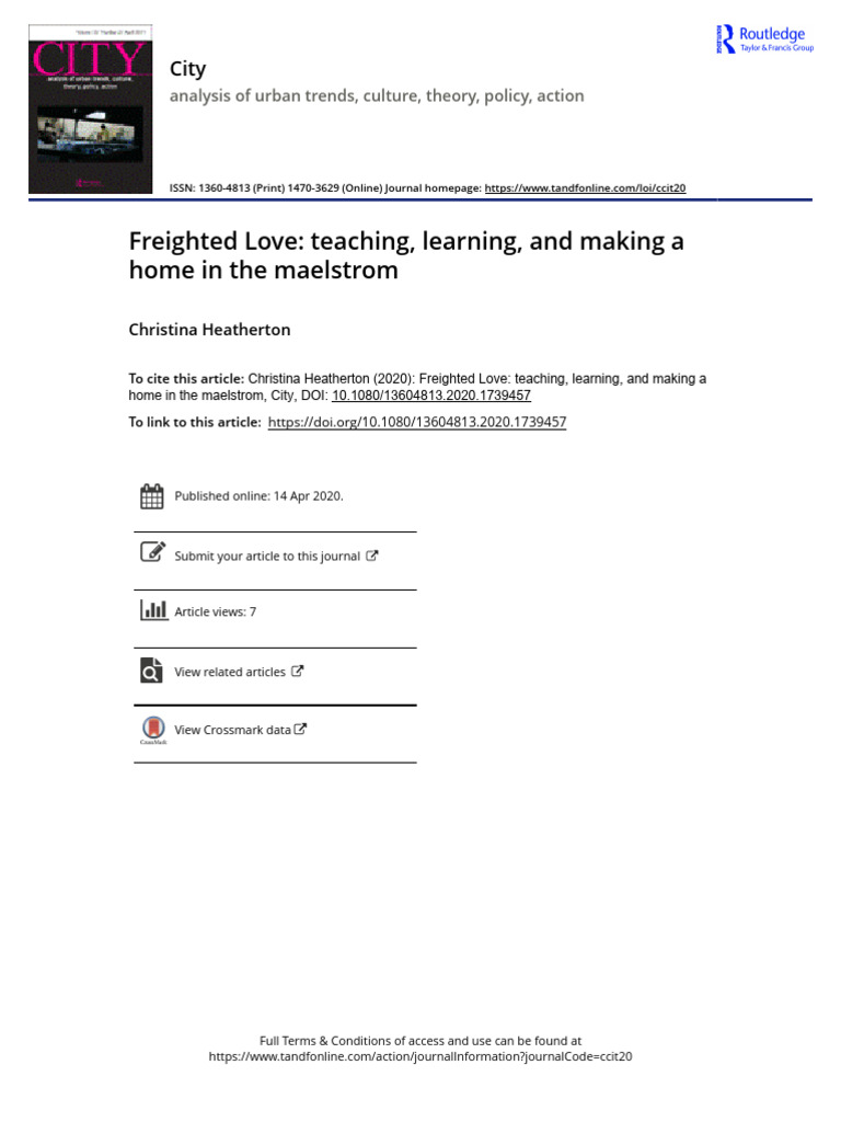 Freighted Love: Teaching, Learning, and Making A Home in The Maelstrom ...