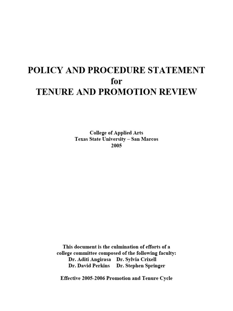 Tenure and Promotion Review | PDF | Curriculum | University
