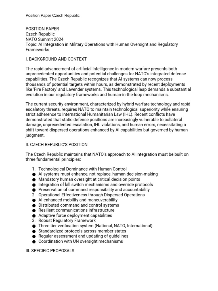 POSITION PAPER Czech Republic | PDF | Artificial Intelligence ...
