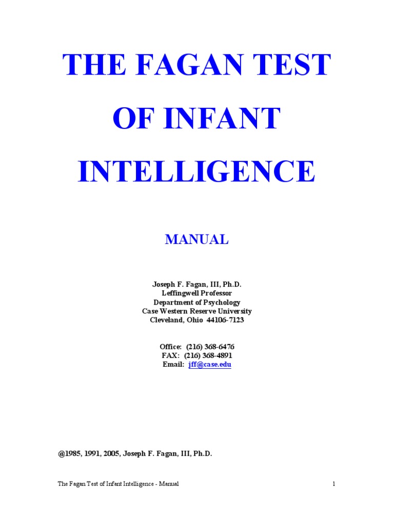 The Fagan Test of Infant Intelligence: Manual | PDF | Intelligence ...