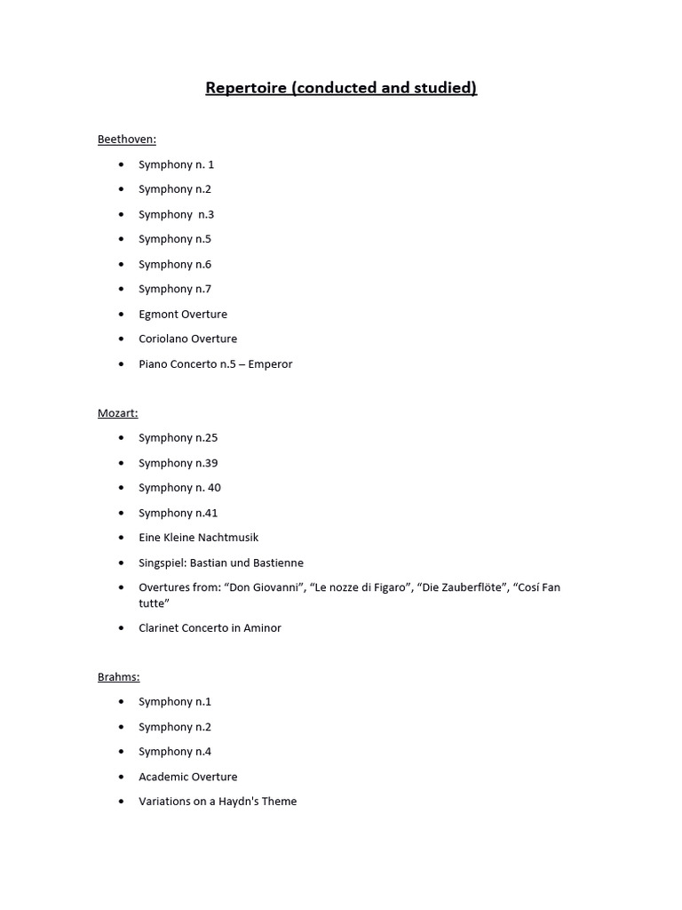 Repertoire | PDF