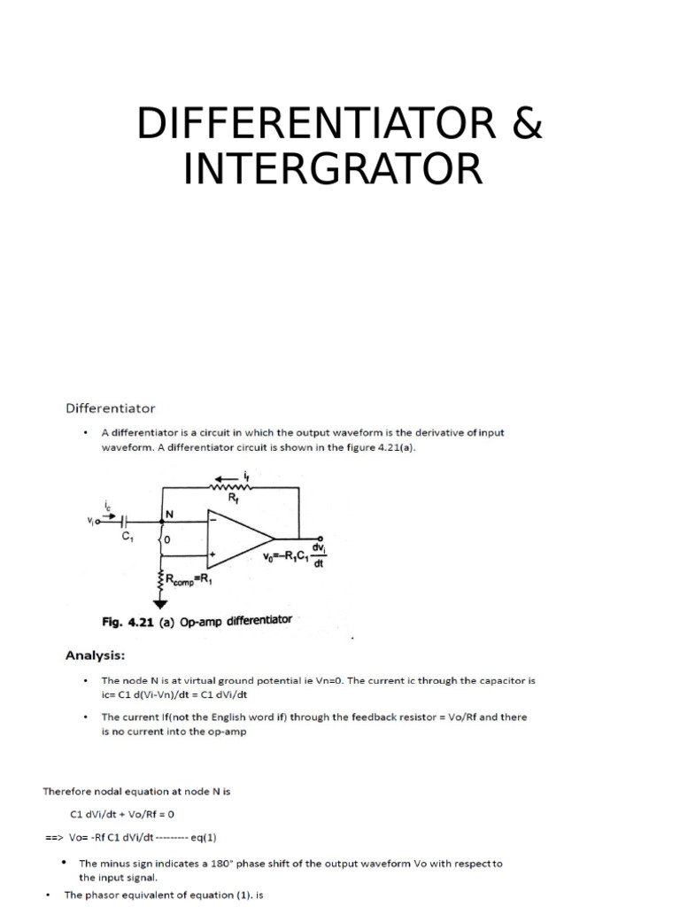 Differentiator and Integrator Overview | PDF