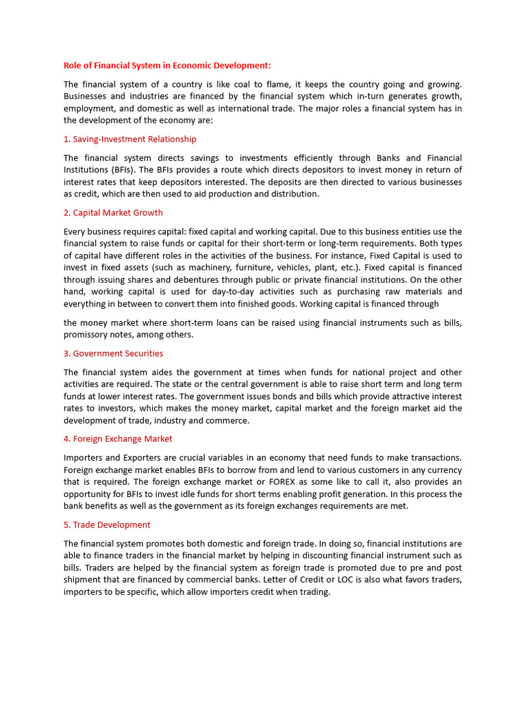 Financial System's Impact on Economic Growth | PDF | Foreign Exchange ...