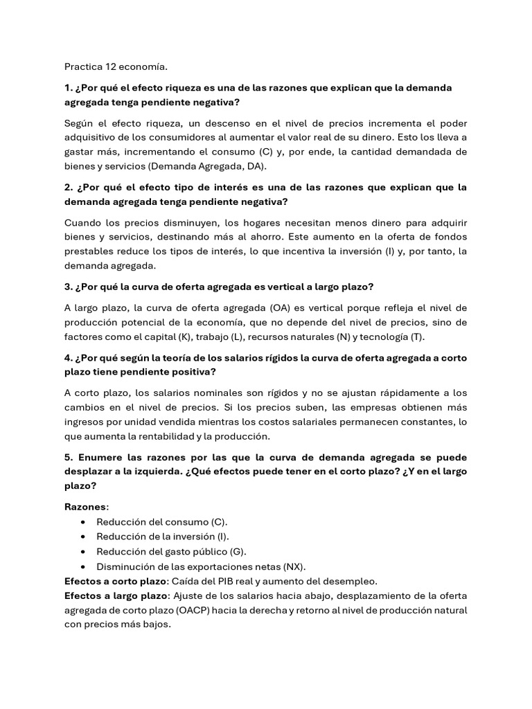 Efectos en la Demanda y Oferta Agregada | PDF | Inflación | La política ...