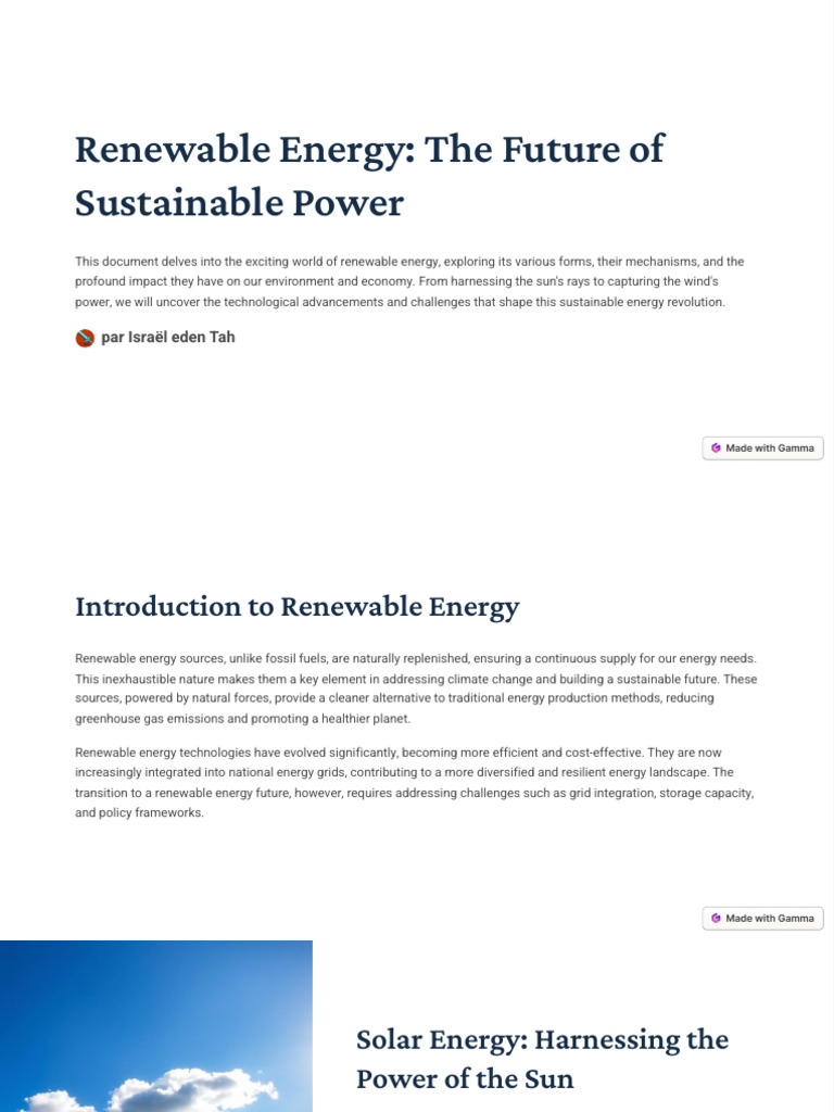 Future of Renewable Energy Explained | PDF | Renewable Energy | Biofuel