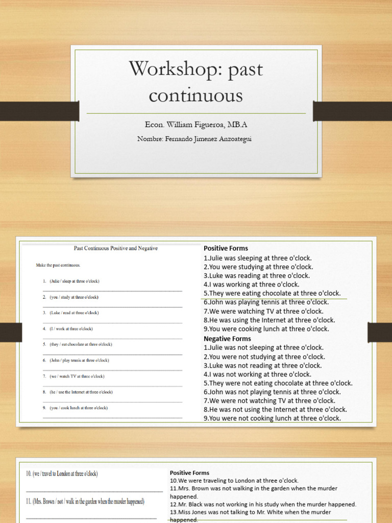Workshop Past Continuous | PDF