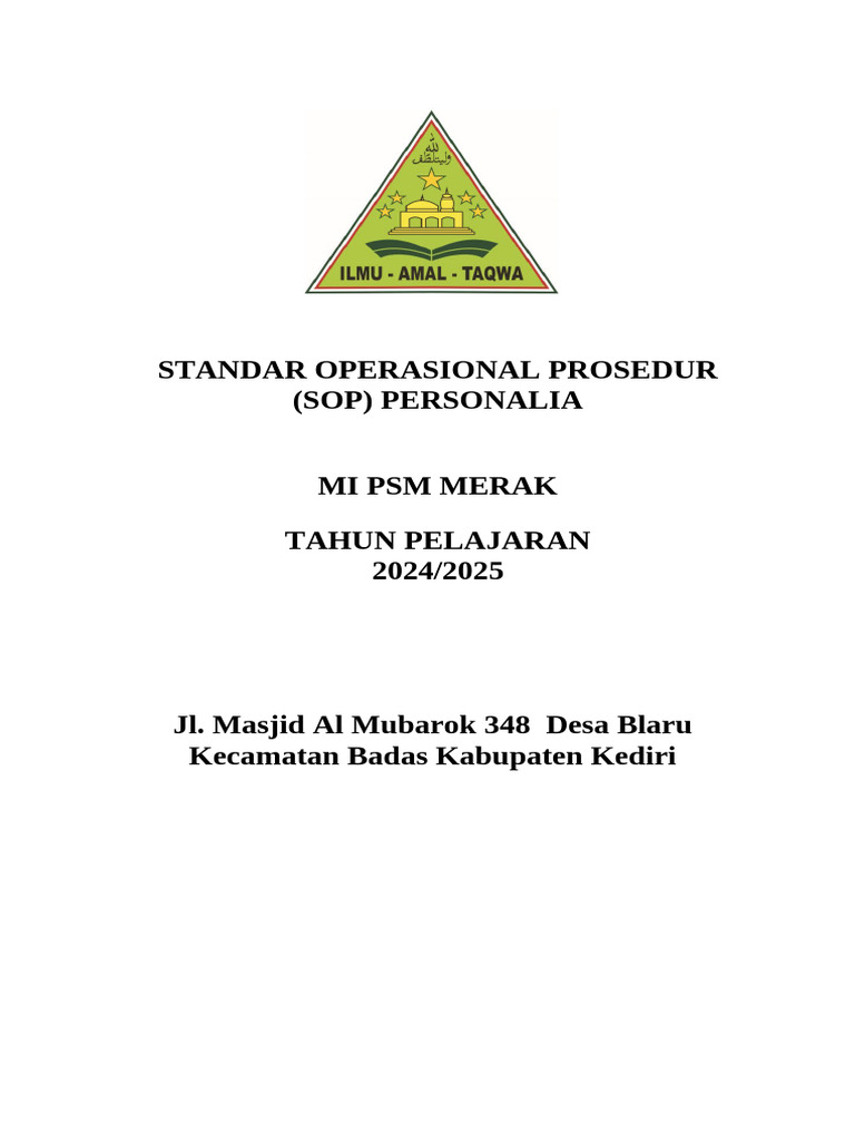 SOP Personalia MI PSM Merak 2024/2025 | PDF