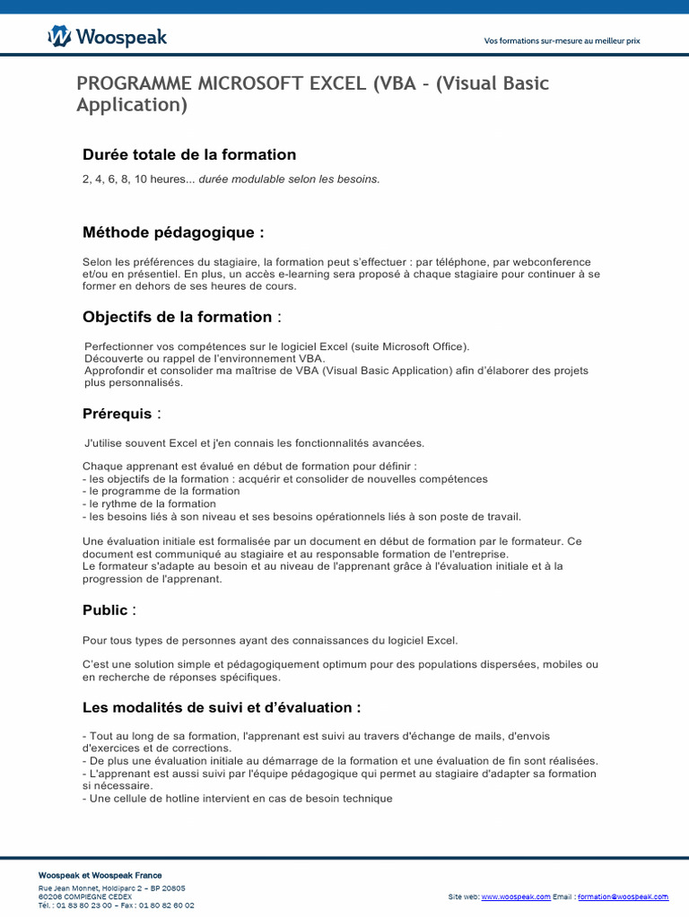 Formation Excel VBA Personnalisée | PDF | Visual Basic for Applications ...
