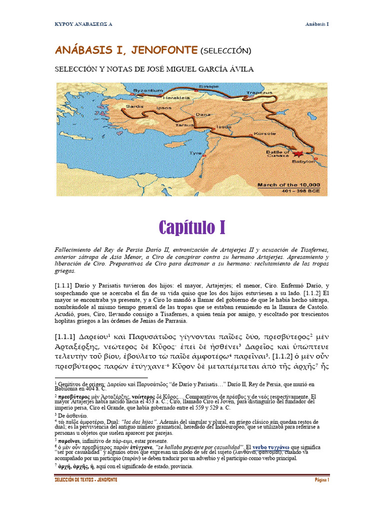Seleccion Anabasis I Con Notas | PDF | Mecánica del lenguaje | Gramática