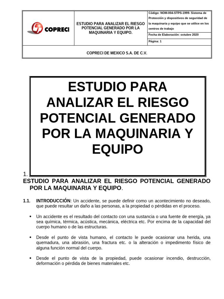 Estudio Riesgo Maquinaria y Equipo | PDF | Quemar | Radiación