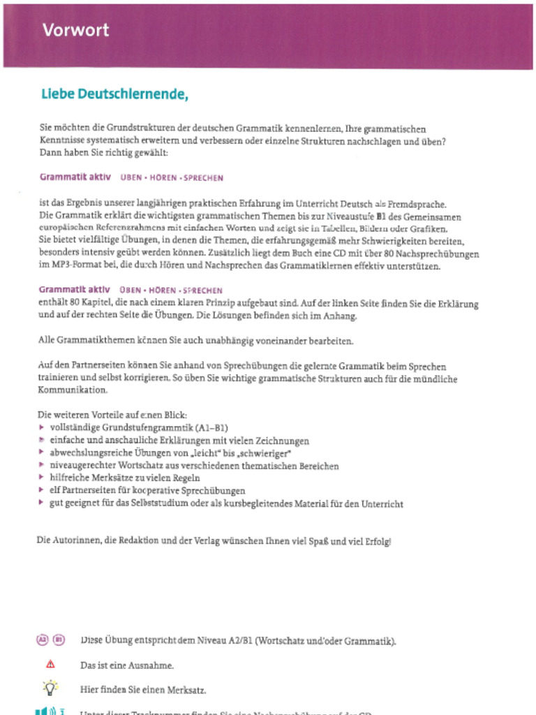 Grammatik Aktiv A1-B1 | PDF