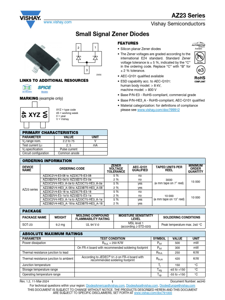 Az23 Series | PDF | Diode | Disclaimer