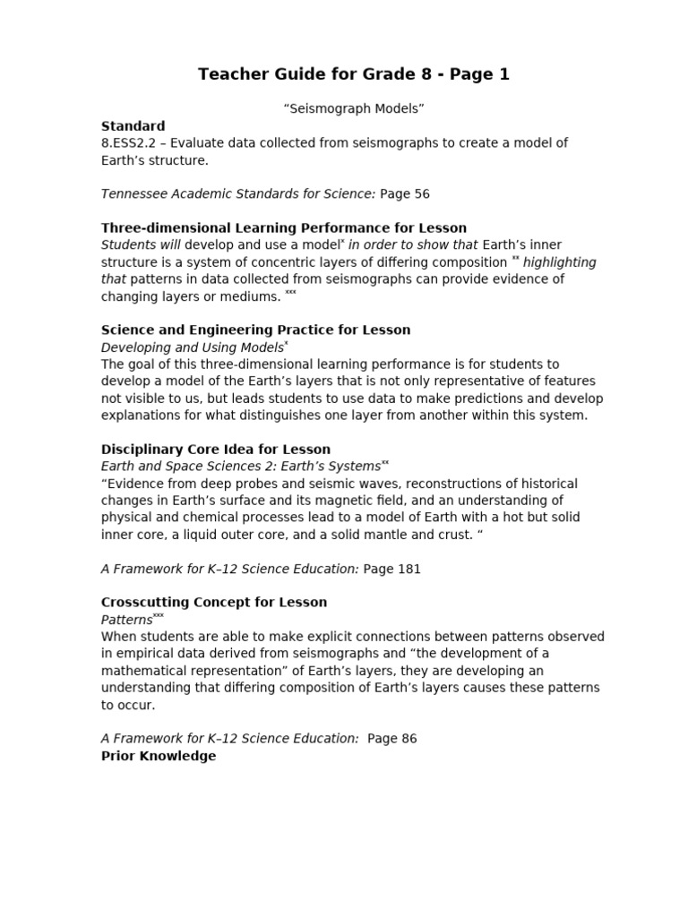 Seismograph Models - 8.ESS2.2 - TeacherGuide | PDF | Seismology | Waves
