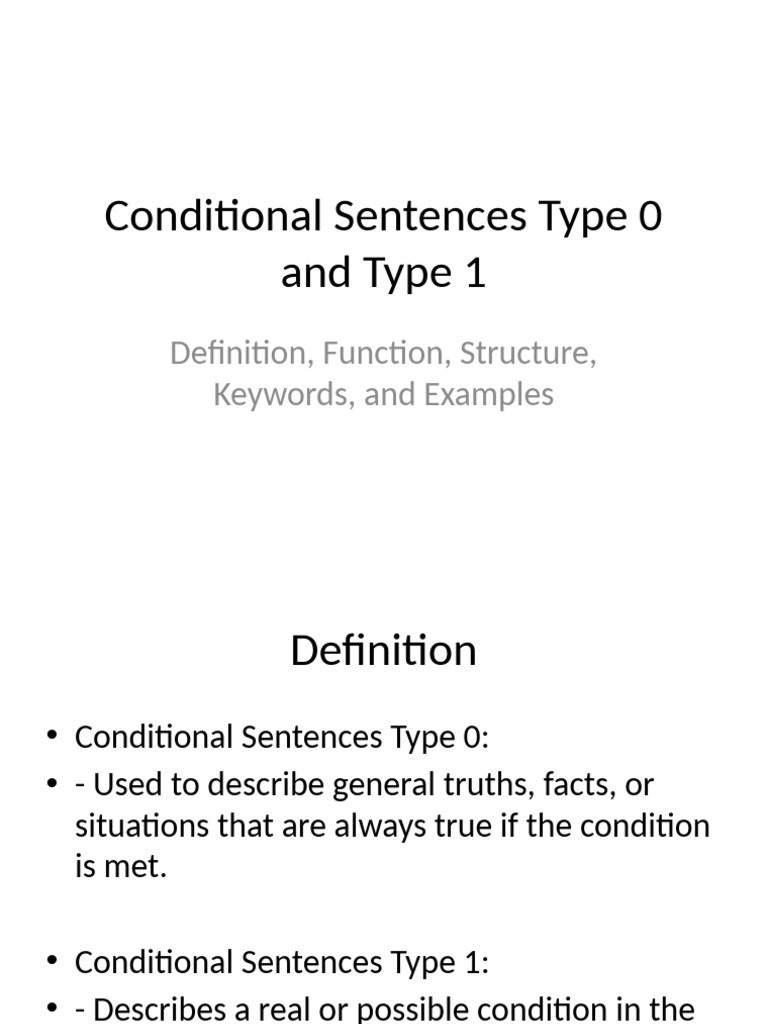 Conditional Sentences Type0 Type1 | PDF
