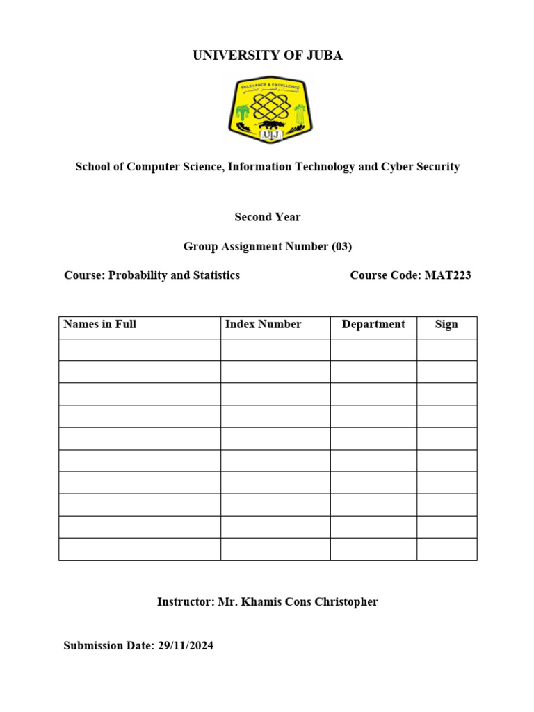 Assignment 3 - Probability and Statistics2 | PDF