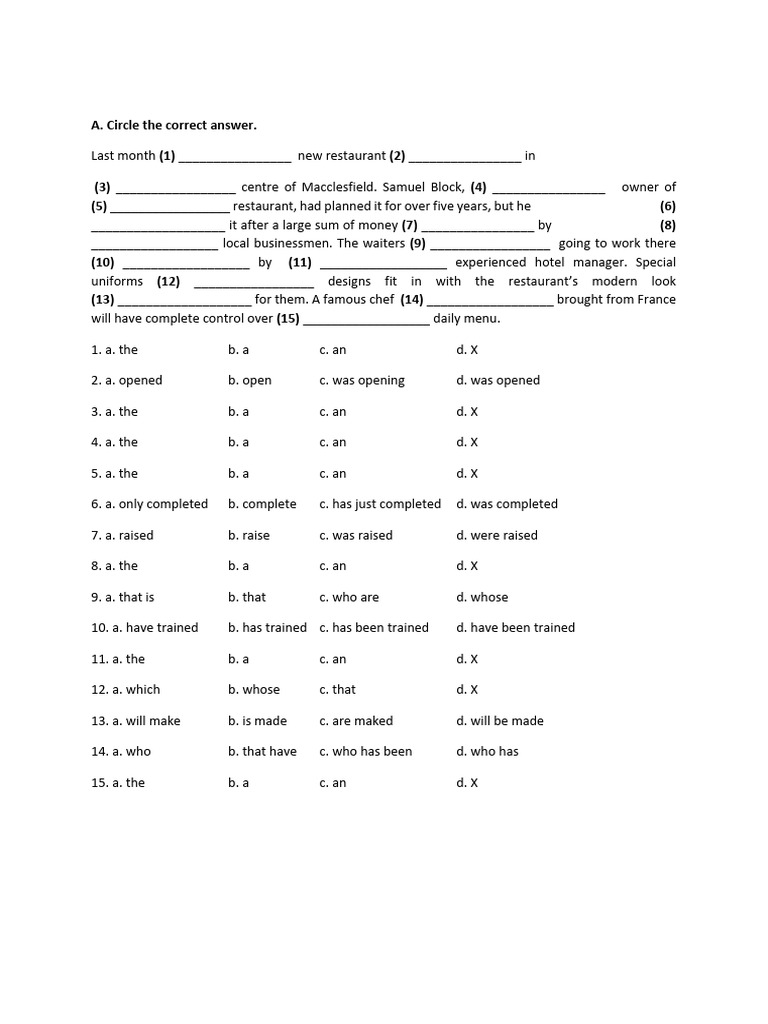 Close Test 1 A2 PDF 2 | PDF
