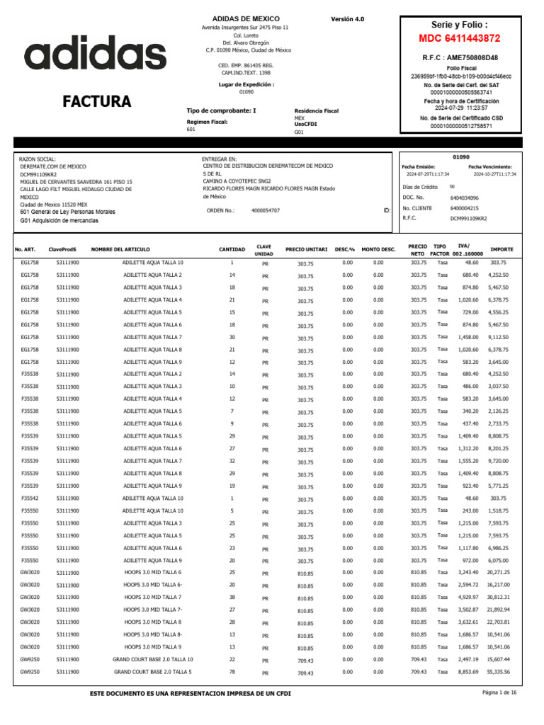 Factura CFDI de Deremate México | PDF