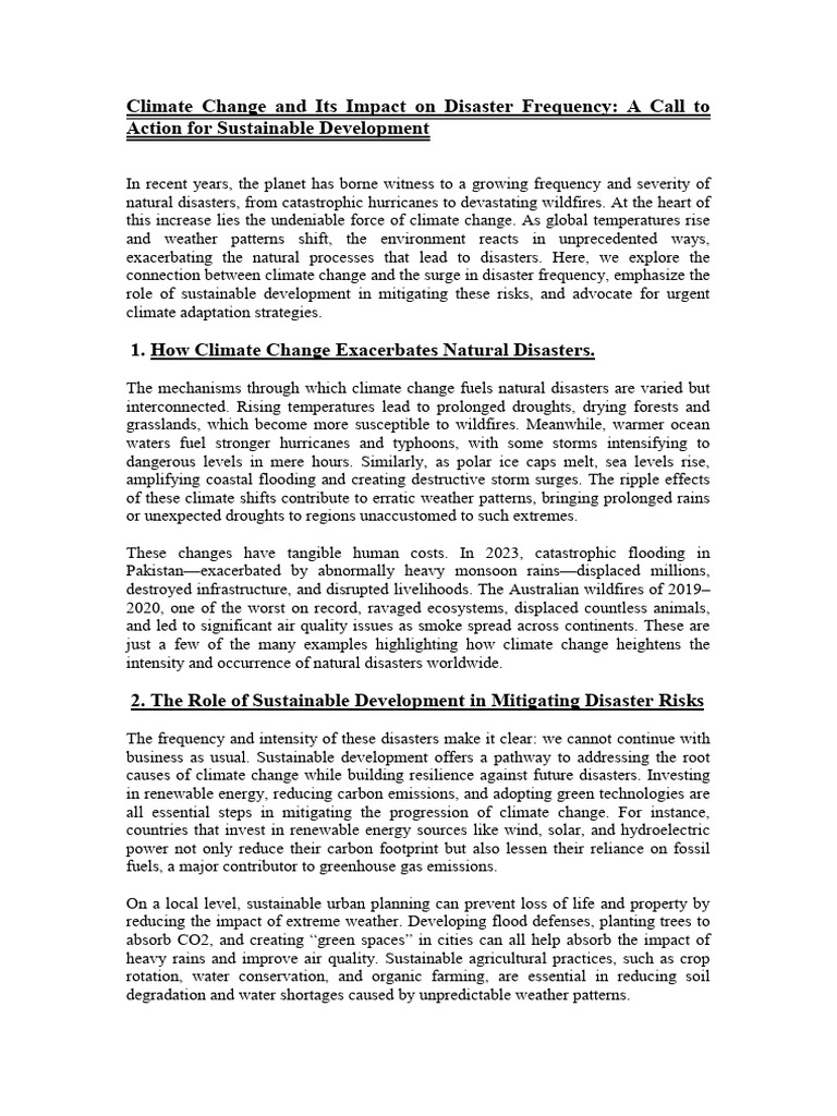 Climate Change and Its Impact On Disaster Frequenc | PDF | Climate ...