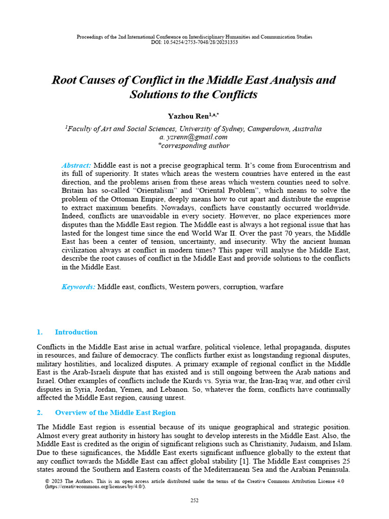 Root Causes of Conflict in the Middle East Analysi | PDF | Middle East ...