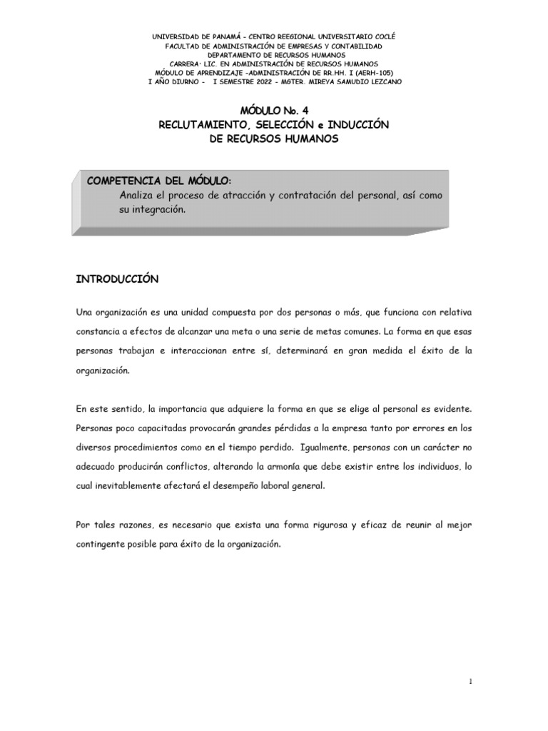 Reclutamiento Y Selección De Rr Hh Pdf Gestión De Recursos Humanos