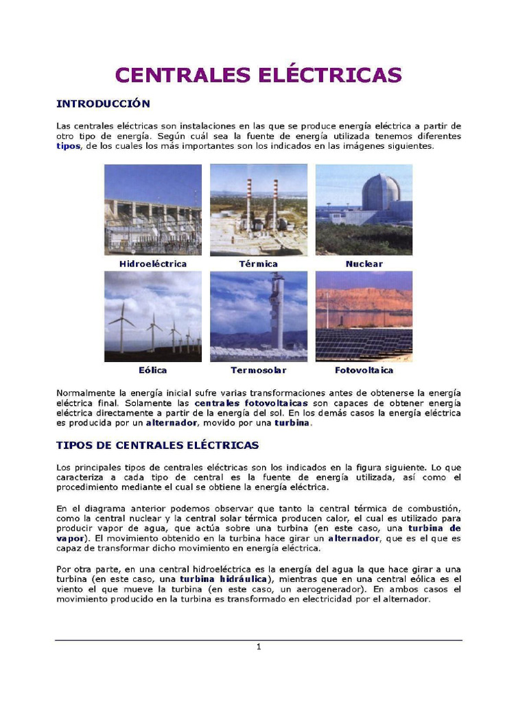 Centrales Eléctricas: Conceptos Clave | PDF
