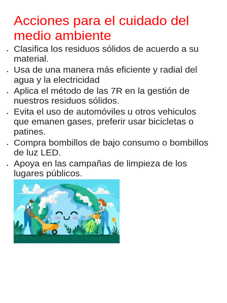 Acciones para un medio ambiente limpio | PDF
