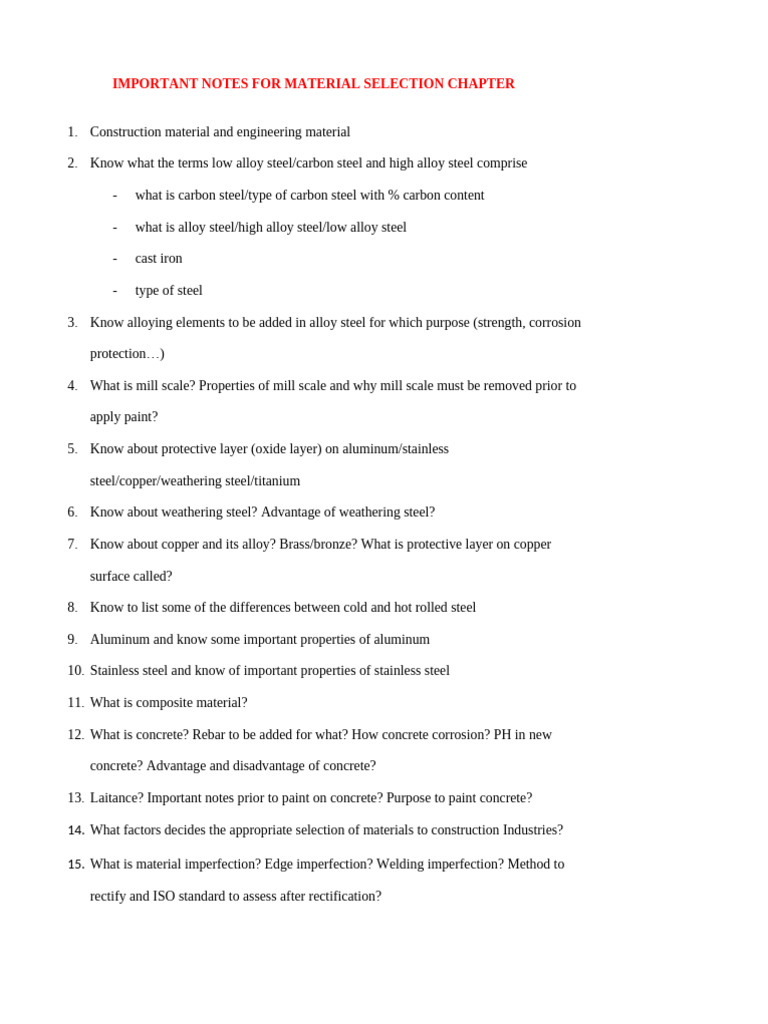2 important notes for material chapter pdf