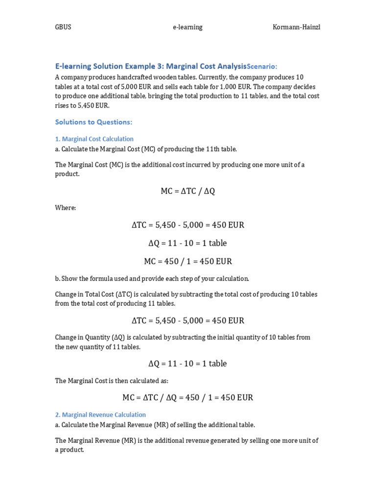 E-Learing Solution - Marginal - Cost - Analysis | PDF | Marginal Cost ...
