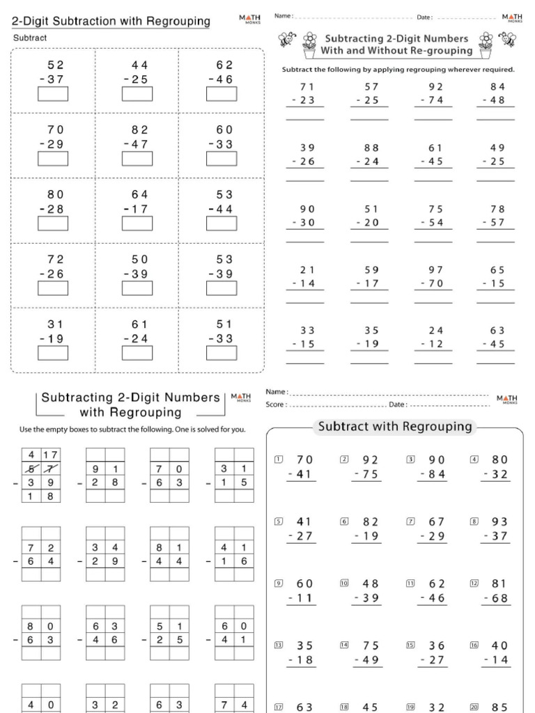 2 Digit Subtraction With Regrouping | PDF