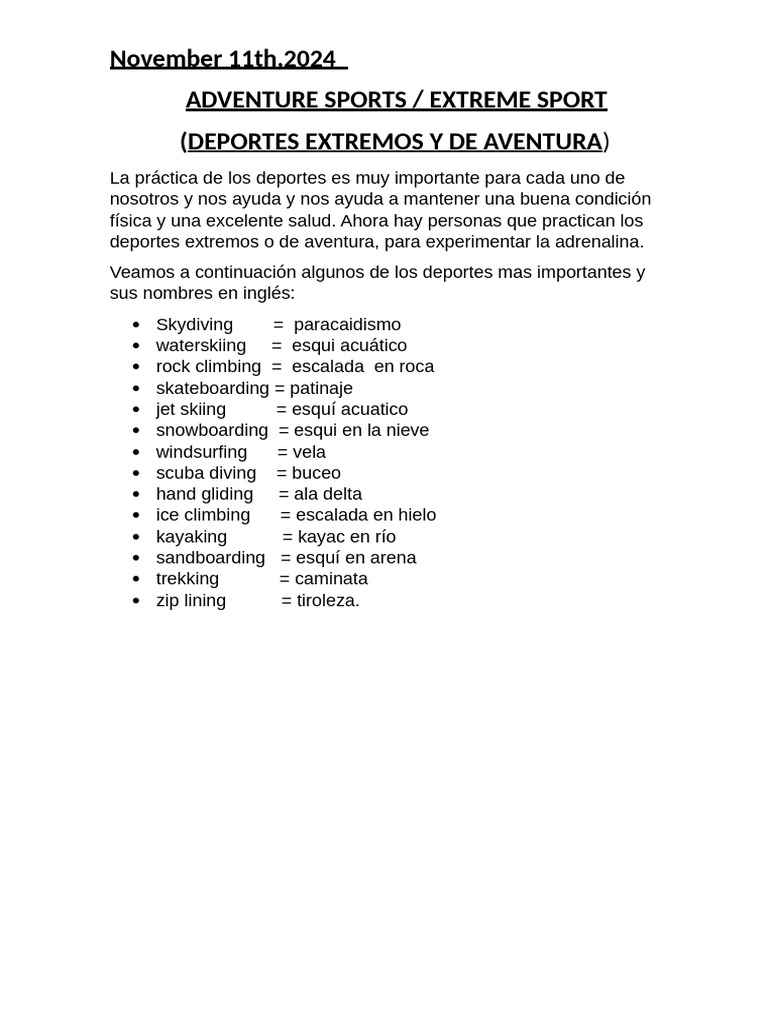 Sesion de Deportes Extremos | PDF