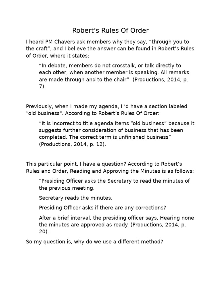 Understanding Robert's Rules of Order | PDF | Government | Group ...