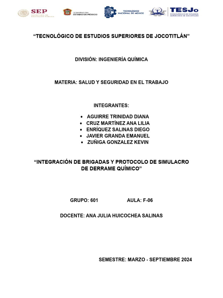 Protocolo de Simulacro de Derrame Químico | PDF | Defensa Civil | Toxicidad