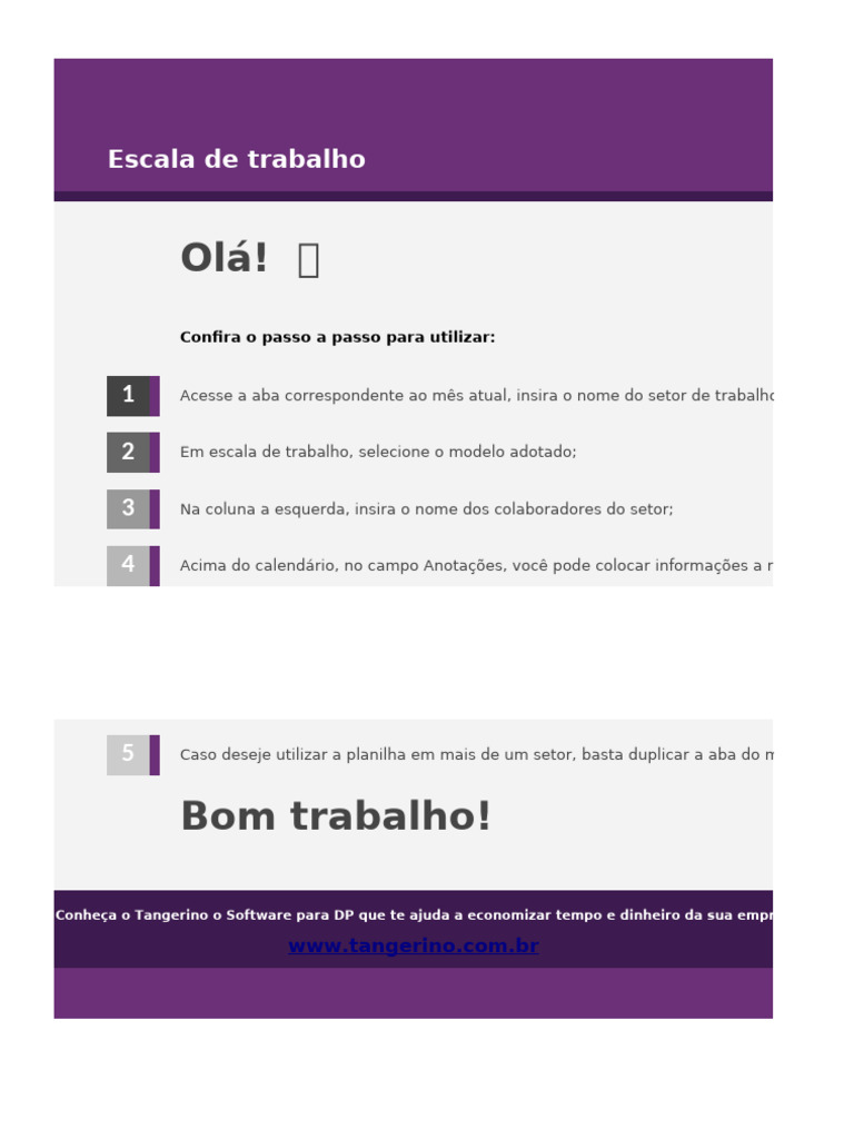 Planilha de Escala de Trabalho Mensal | PDF