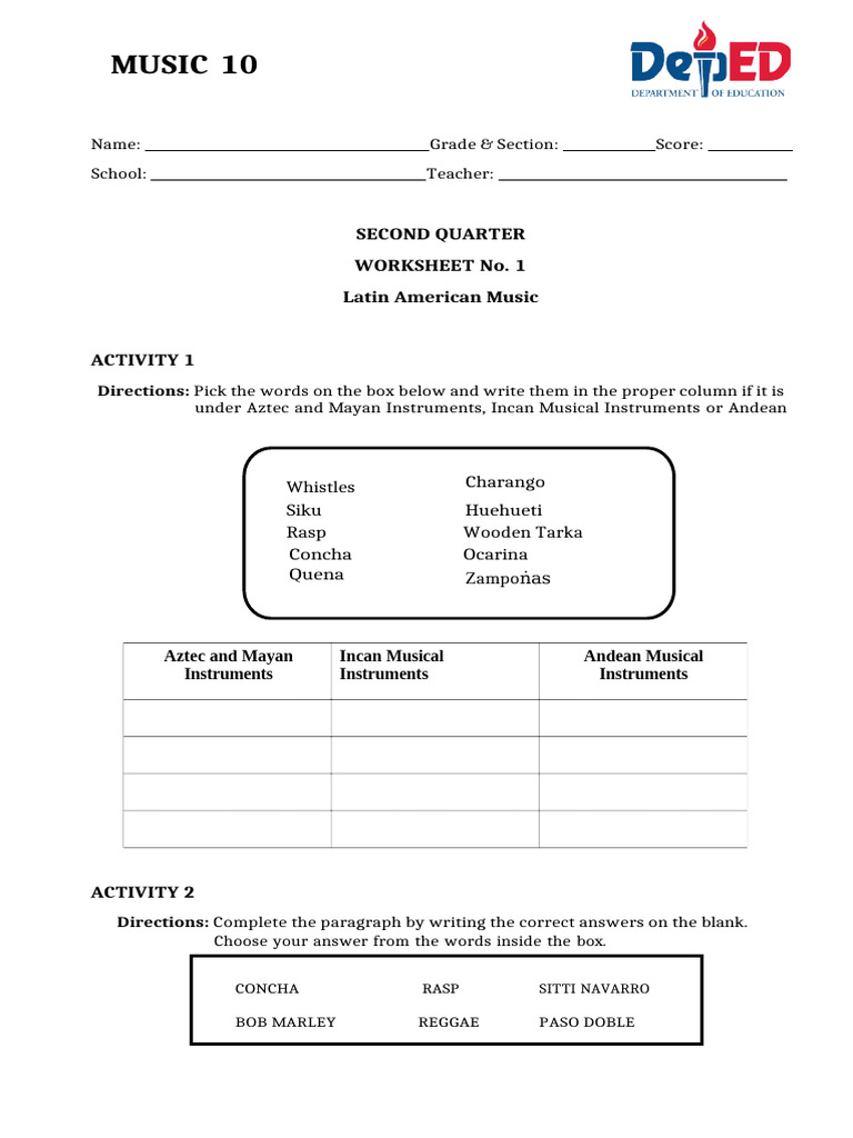 Music-10-Q2 | PDF | Musical Instruments | Performing Arts
