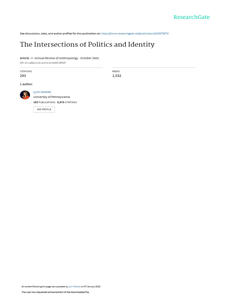 The Intersections of Politics and Identity | PDF | Archaeology ...