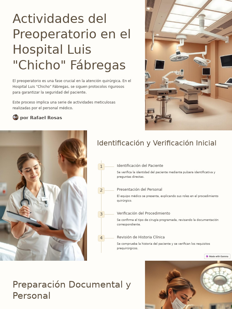 Actividades Del Preoperatorio en El Hospital Luis Chicho Fabregas | PDF ...