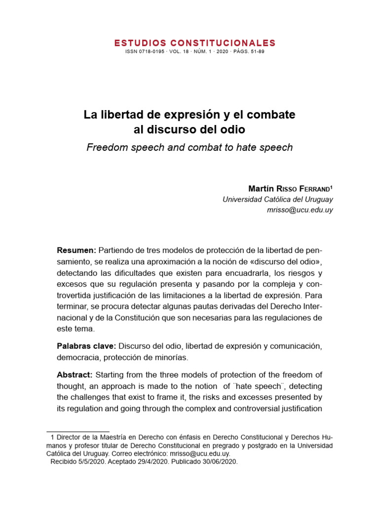 Libertad de Expresión y Discurso del Odio | PDF | Libertad de expresión ...