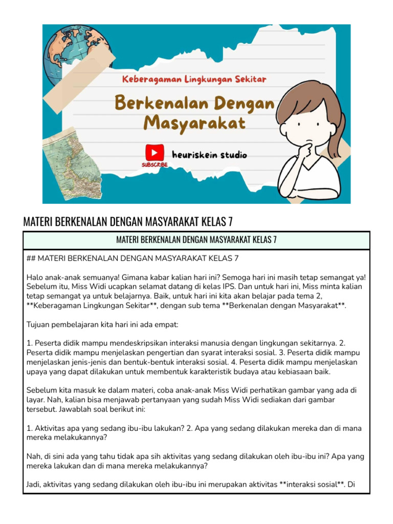 Materi Berkenalan dengan Masyarakat Kelas 7 | PDF