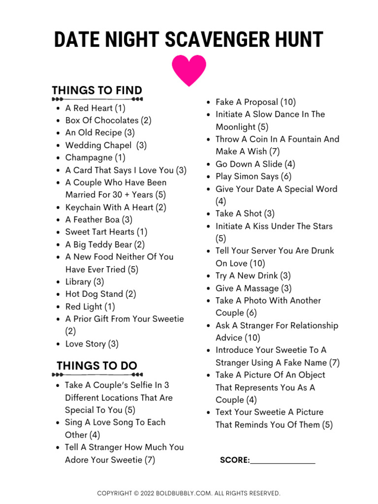 Date Night Scavenger Hunt | PDF