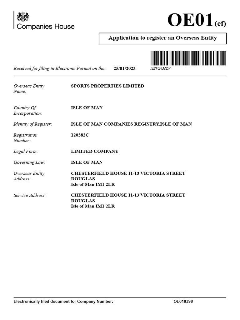 Overseas Entity Registration: SPORTS PROPERTIES LIMITED | PDF | Law And ...