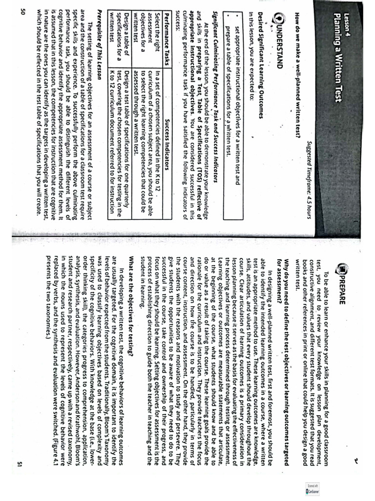 Planning A Written Test | PDF