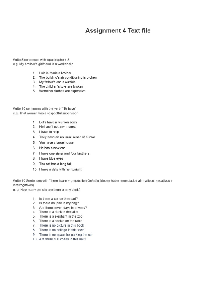 Assignment 4 text file google docs pdf