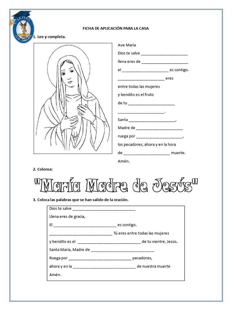 Ficha de Aplicación para La Casa de Religión | PDF | María, madre de ...