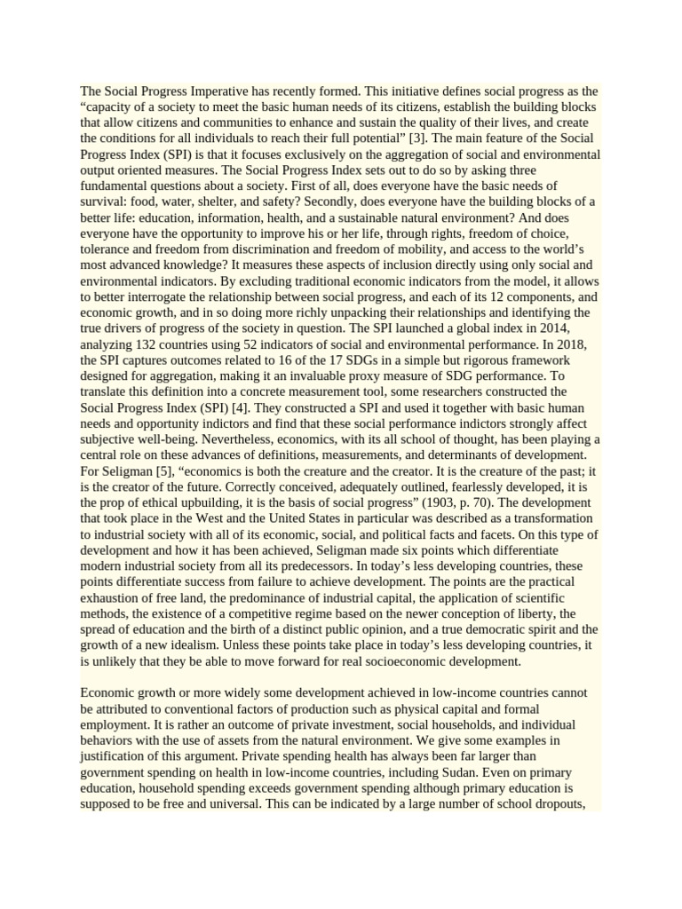 Understanding the Social Progress Index | PDF | Economic Growth ...