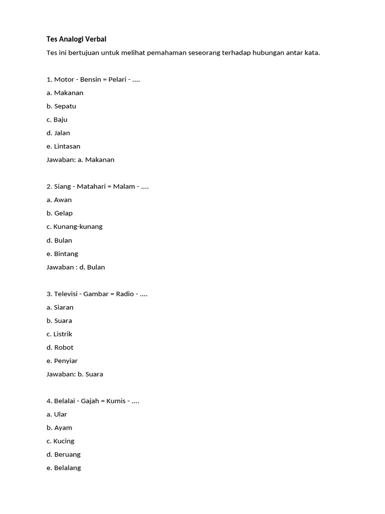 Tes Analogi dan Penalaran Verbal | PDF