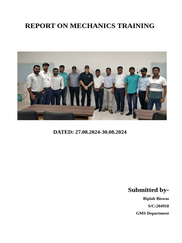 Report On Mechanics Training | PDF | Piston | Valve