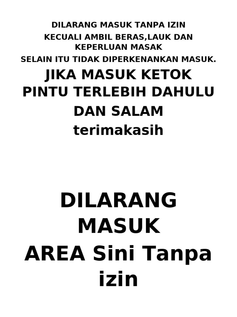 Aturan Masuk Area Terlarang | PDF