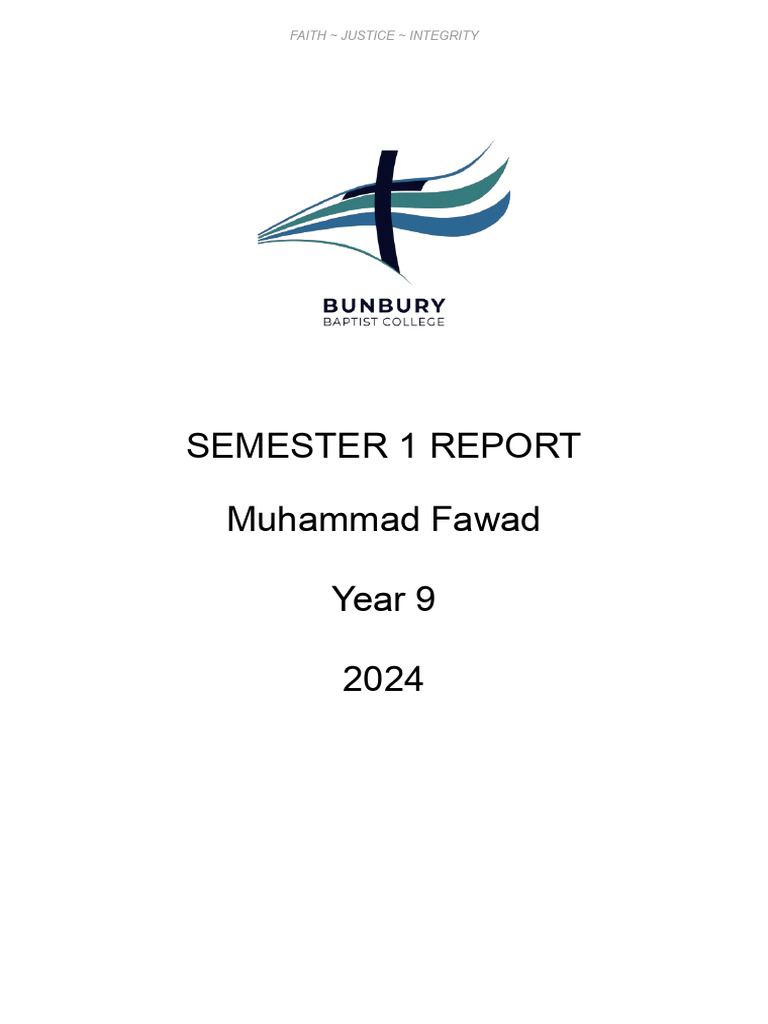 Semester One Report 2024 - Saad Fawad | PDF | Curriculum | Cognition
