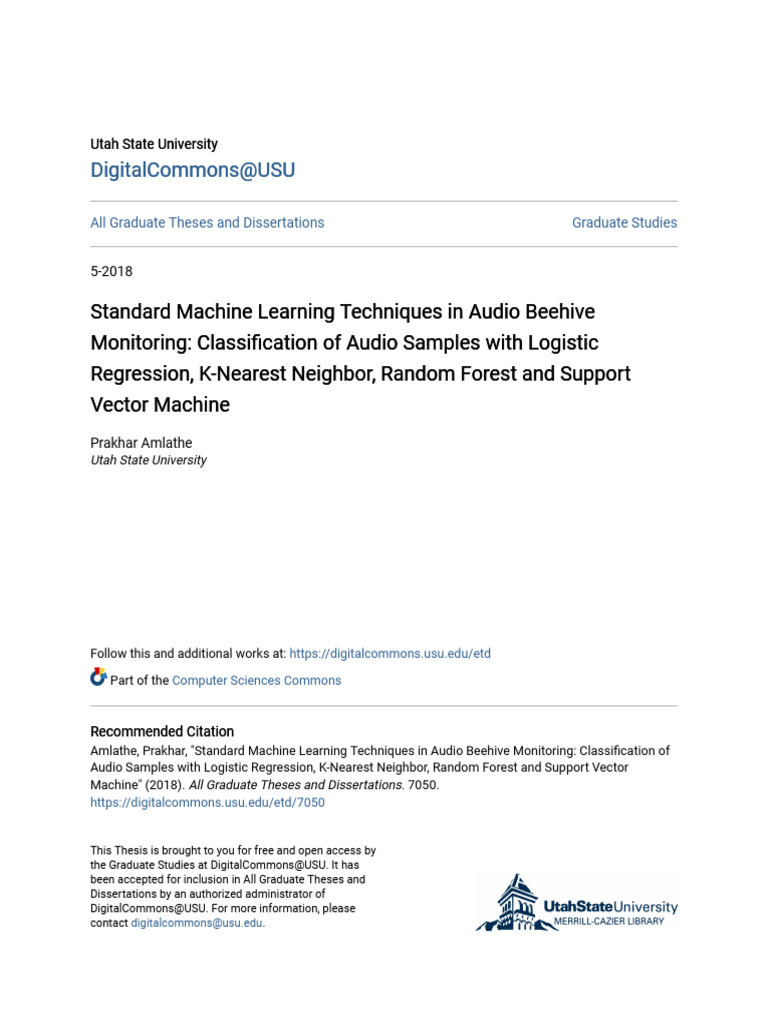 Standard Machine Learning Techniques in Audio Beehive Monitoring | PDF ...