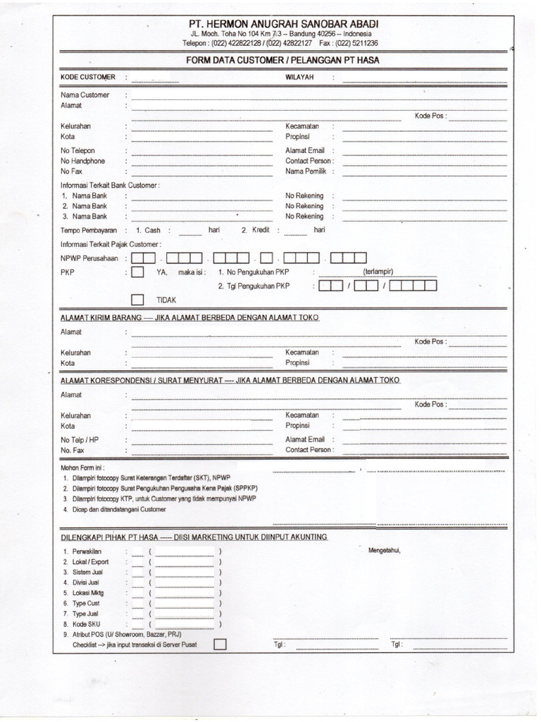 Form Customer | PDF
